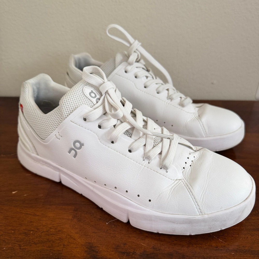On Running The Roger White Sneakers Women 9 Leather Casual Shoes Minimalist